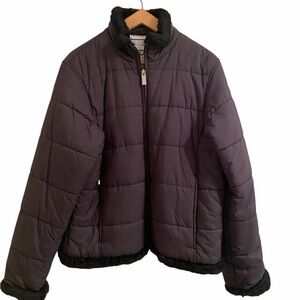 Spyder Black Puffer Jacket Faux Fur Trim Size Large